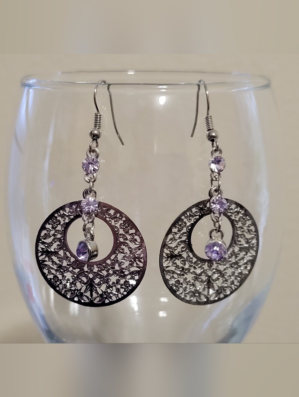 Delicate Sterling Silver and Crystal Earrings